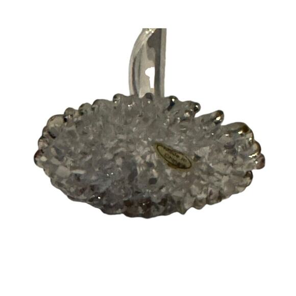 Glass Cross with Pink Rose & Leaves Home Decor Cake Topper Religion Church - Picture 4 of 6